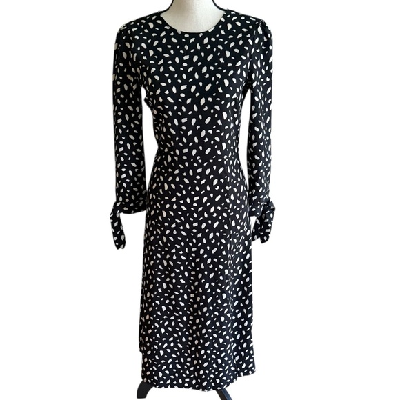 Edit by nine women’s Black and White Patterned  Midi Dress With Slit Size S - Picture 1 of 10